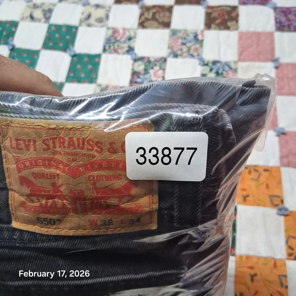 Levi 550 Jeans Men 38x34 Black Relaxed Tapered Denim Casual‎ Work Pants